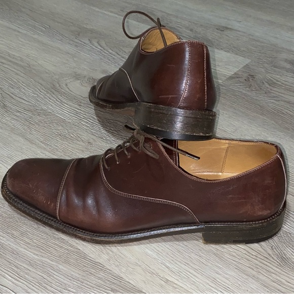 Ermenegildo Zegna Men's Dark Brown Leather Oxfords 8D Square Toe - Picture 2 of 10